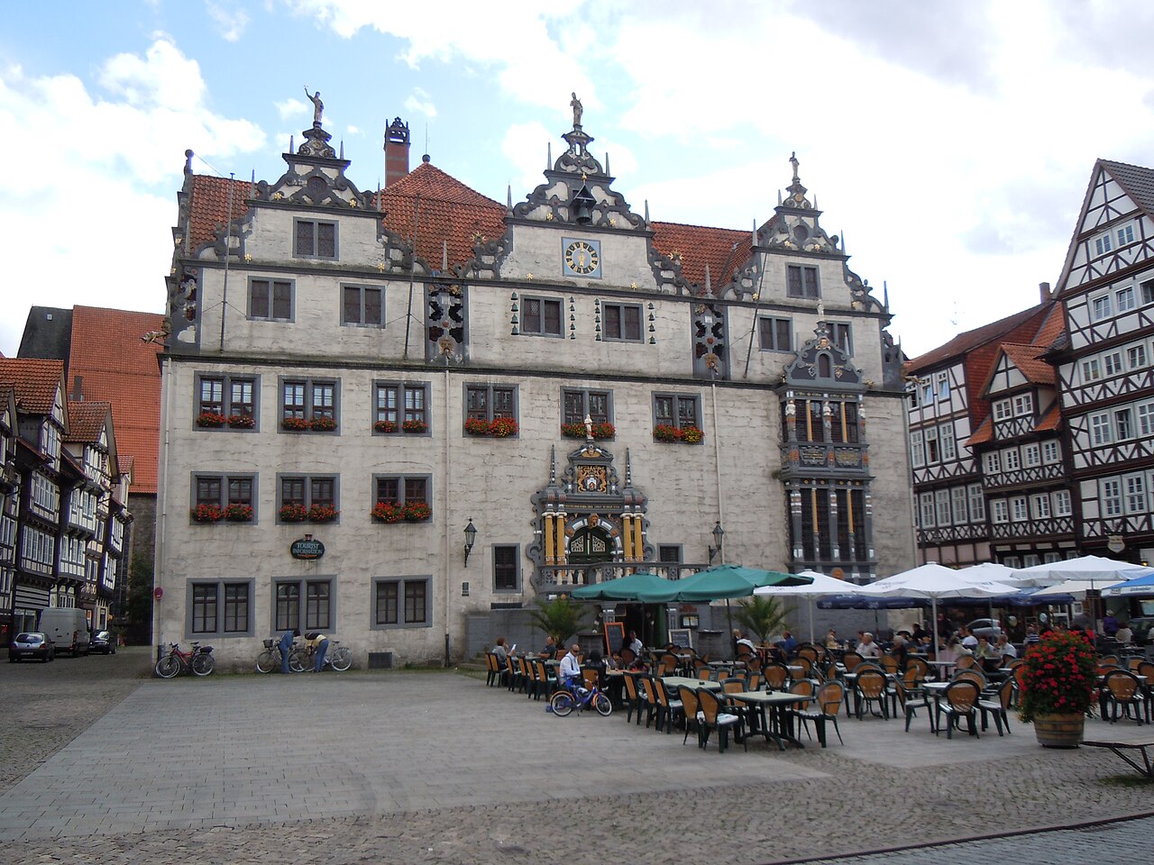 Historisches Rathaus im Weserrenaissance-Stil in Hann. Münden